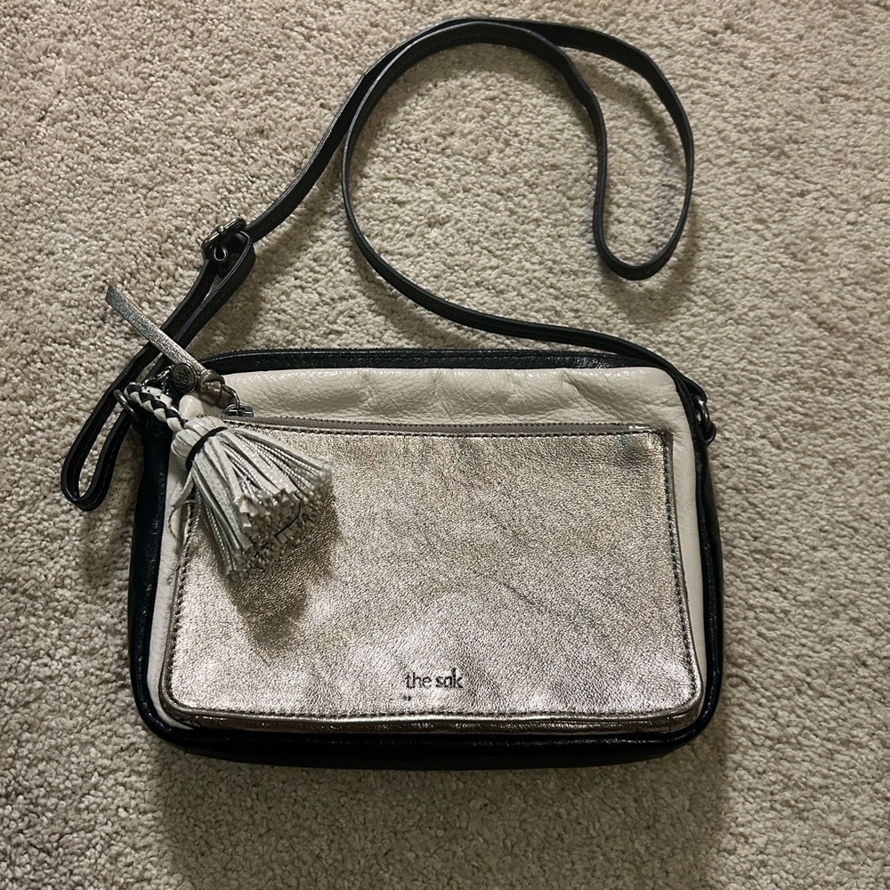The Sak Reyes Crossbody bag black silver leather